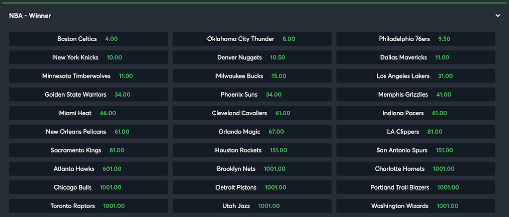 NBA24/25優勝予想オッズ（NBAファイナル2025優勝予想）