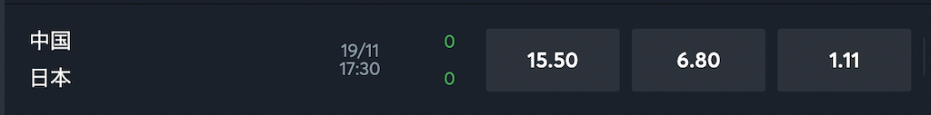 【W杯2026最終予選】サッカー日本代表vs中国代表の勝敗予想オッズ（24年11月19日）